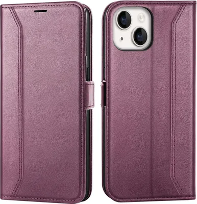 Produktbild von Conie RFID Klapp Tasche für iPhone 14 Plus Kartenfach Hülle Rundumschutz in Lila