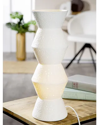 Obrázok produktu pre GILDE Porcelánová lampa Prickellampe s mesačnou štruktúrou - 46 cm - skvelý pútač pozornosti do spálne, detskej izby alebo obývačky - nápad na darček