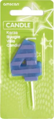 Produktbild von Geburtstagskerze farbig 7,6cm Zahl 4