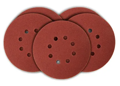 Immagine prodotto di Dischi abrasivi GRAPHITE 150 mm, K80, 5 pezzi, 8 fori di aspirazione, 65 mm; montati con chiusura a velcro; grana media; tipo di grana: semiaperta, per l'uso con levigatrici rotorbitali