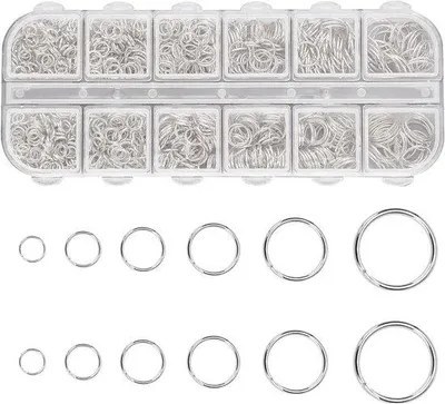 Produktbild von Sicherheitsringen und Splitringsatz - 1200 Stück 4 mm bis 10 mm - Metall - Versilbert - DIY-Schmuck und Halskettinge - Sicherheitsringe