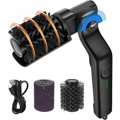 Produktbild von Elektrische Grillbürste,BBQ Grillbürste,Akku BBQ Reinigungsbürste mit 180° drehbarem Bürstenkopf, 2600mAh, Edelstahl-Bürstenkopf,Schwarz