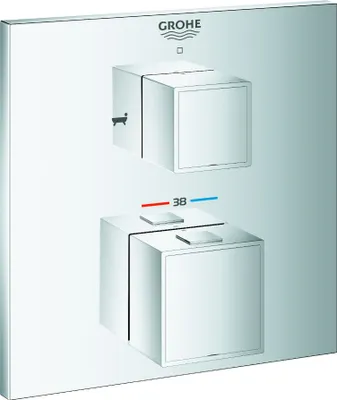 Immagine prodotto di Grohe Grohtherm Cube mitigeur thermostatique de bain pour Rapido SmartBox, avec inverseur 2 voies intégré, 2 consommateurs, 24155000, 24155000