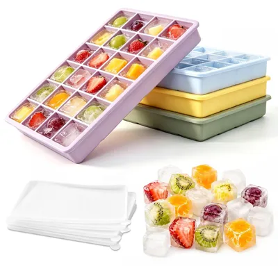 Immagine prodotto di Stampo in silicone per cubetti di ghiaccio con coperchio, per 24 cubetti