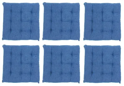 Produktbild von 6er Set Dunkelblaue Sitzkissen Stuhlauflagen 9-Punktesteppung mit Befestigungsbänder für Innen und Außen 40x40x5cm