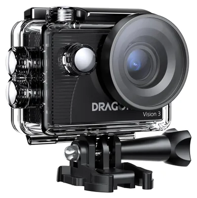 Zdjęcie produktu dla Kamera sportowa Dragon Touch Action Cam, 4K30FPS, 20MP, podwodna, WiFi, szerokokątna (170°)