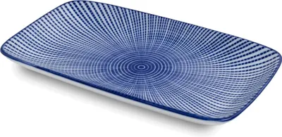 Produktbild von [ TIÁOWÉN ] Essteller / Sushi-Teller blau & weiß [ 22 cm x 12 cm / H2.5 cm ]