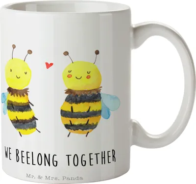 Produktbild von Mr. & Mrs. Panda Kaffeebecher Biene Verliebt - Weiß - Geschenk, Becher, Teetasse, Tasse, Hummel, Kaffeetasse, haferl