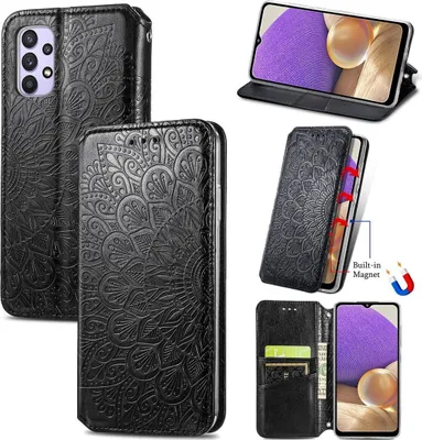 Produktbild von König Design Hülle kompatibel mit Samsung Galaxy A32 5G Kunstleder Handyhülle - Handy Case Schwarz
