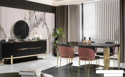 Obrázek produktu pro jídelna jídelní set desig stůl komoda 4x židle skupina 6 ks set