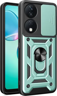 Produktbild von Hülle für Honor X7b Magnetische Ring Ständer Halter Dia Kameraschutz TPU Bumper Silikon Schutzhülle Grün