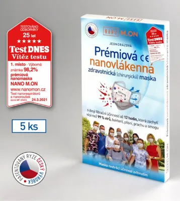 Zdjęcie produktu dla 5 sztuk - medyczna maska na twarz z nanowłókien premium