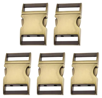 5 Metall-Schnellverschlüsse, 25,3 mm, verstellbar, Gold/Schwarz