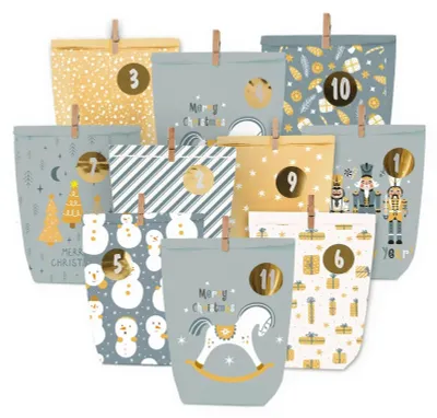 Produktbild von Adventskalender zum Befüllen - 24 Adventstüten zum Selbstbefüllen - Blau
