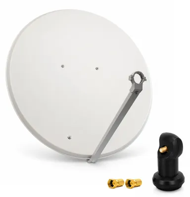 Produktbild von PremiumX SAT Anlage 100cm Antenne Stahl Hellgrau Single LNB 2x F-Stecker