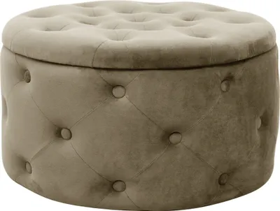 Produktbild von Pouf AKORD ALIA aus Samtstoff mit Stauraum in Beige Durchmesser 55 cm Höhe 30 cm