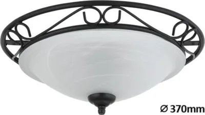 Zdjęcie produktu dla Plafon szklany 37 cm E27 2x60W czarny okrągły Athen 3722 Rabalux