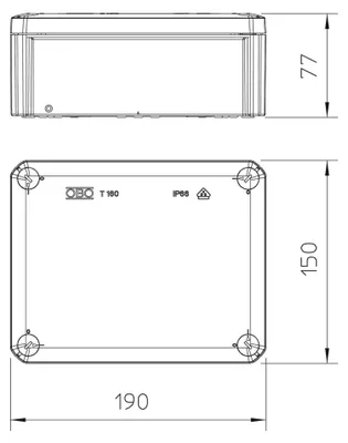 Produktbild von OBO Bettermann Kabelabzweigkasten 190 x 150 x 77 T 160 OE