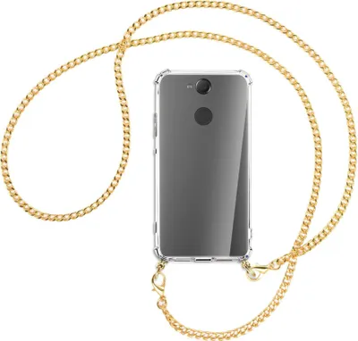Produktbild von Handykette Backcover-Schutzhülle mit Band (Metall goldfarben) für Sony Xperia XA2 - goldfarbene Kette