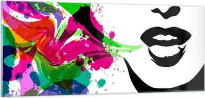 Produktbild von Bilder auf glas - Frau Gesicht Lippen Make-up - 100x40cm - Glasbilder - Wandbilder - Kunstdruck - zum Aufhängen bereit - Wanddekoration aus Glas - Glas Bilder - Wandbild auf Glas - GAB100x40-2634