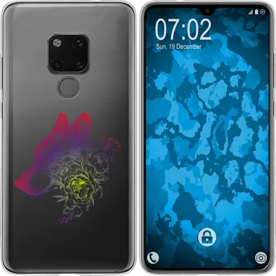 Produktbild von PhoneNatic Case kompatibel mit Huawei Mate 20 Silikon-Hülle Floral Wolf M3-5