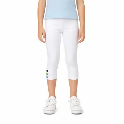 Produktbild von 3969 Bondi Leggings Mädchen – Weiß, Gr. 110 – 95 % Baumwolle, 5 % Elasthan, mit bunten Knöpfen