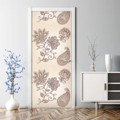 Produktbild von Dekorative Abnehmbarer Wandsticker Türtapete selbstklebend Klebefolie Blumen Paisley 85 x 200 cm