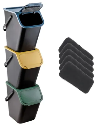 Image de Omgoods - Ensemble de 3 poubelles de 25 litres avec couvercle