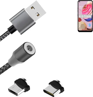 Produktbild von K-S-Trade Hochwertiges Magnet-Lade-kabel Sync-Kabel Daten-Kabel für LG Electronics K51S mit USB-Typ-C-Anschluss und Micro-USB-Anschluss 2A bis zu