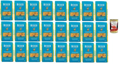 Produktbild von De Cecco Pennette Lisce Nr. 140 - Pasta 24x500g | Langsam trocknend | Hochwertiges Hartweizengrieß | 11 min kochen (al dente 9) | Ideal Tomatensaucen & Pesto + Italian Gourmet Polpa 400g