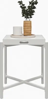 Produktbild von Beistelltisch mit abnehmbarer Tablettplatte aus MDF weiß