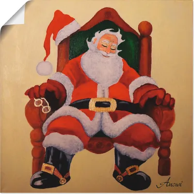 Produktbild von ARTland Poster Schlafender Weihnachtsmann Größe: 30x30 cm
