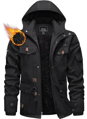 Productafbeelding van Herren Winterparka, fleecevoering, met capuchon, zwart