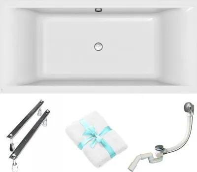 Produktbild von Cersanit | Badewanne - Wanne Rechteckig Larga Slim - 190x90 Cm - Mit Syphon Und Füßen - Ergonomisches Design - Einbau Badewanne