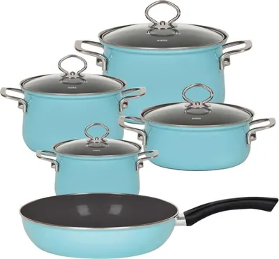 Produktbild von Riess Topfset 5 teilig kristallblau Emaille