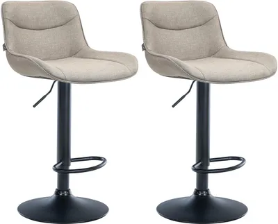 Produktbild von DELUKE® Barhocker 2er Set TAMPA - Taupe, Stoff, Schwarz | Barhocker mit Lehne Barstuhl Tresenhocker Tresenstuhl Kneipenhocker Kneipenstuhl