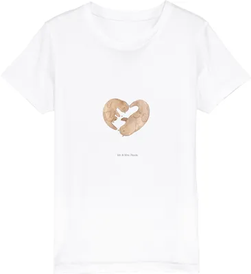 Produktbild von Mr. & Mrs. Panda Kleinkinder T-Shirt Otter Herz 12-14 Jahre (152/164) - Weiß - Geschenk, Hochzeitstag, Kinder Baumwollshirt, Mädchen, Liebe, Kindershirt, Verlobung