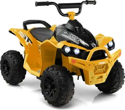 Image de Quad électrique pour enfants 12V avec vitesse et vitesse de 2,2/4,3 KM/H. Cor, musique et amp; Feux LED quad électrique jaune