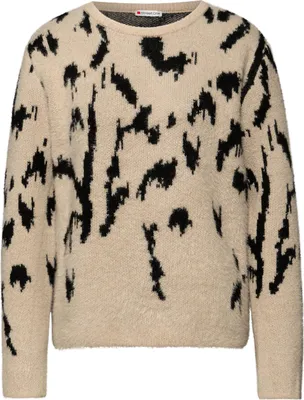 Produktbild von Street One Rundhalspullover 'Softer Jacquard Pullover', A303407, sanded beige, Gr. 38