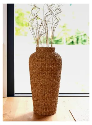Produktbild von Dekovase aus Seegras, 70 cm hoch, für Trockenblumen, Gräser und Äste