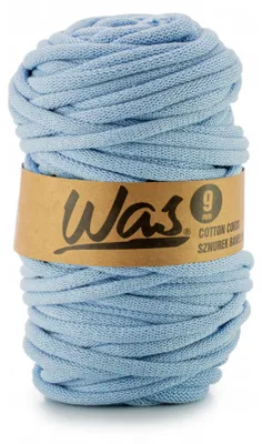 Produktbild von WAS Baumwolle Cords Makramee-Garn 9mm geflochten 50m Hellblau