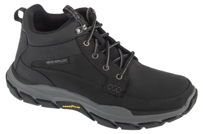Productafbeelding van Skechers heren wandelschoen Respected Esmont 204453-BLK, zwart, leer, waterafstotend, relaxed fit, maat 42,5 EU
