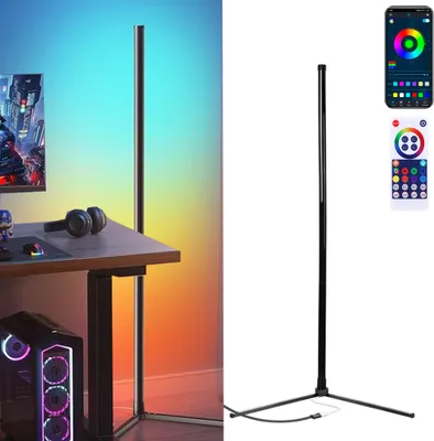 Produktbild von LED Stehlampe Stehleuchte RGB Dimmbar Atmosphäre Lampe Moderne Metall Eck Standleuchte Standlampe Fernbedienung