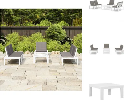 Produktbild von vidaXL 4-tlg. Garten-Lounge-Set mit Kissen Kunststoff Weiß -  Gartenmöbel-Sets
