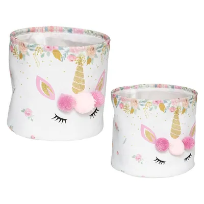 Image de Set de paniers de rangement pour jouets UNICORN, textile, 2 pièces