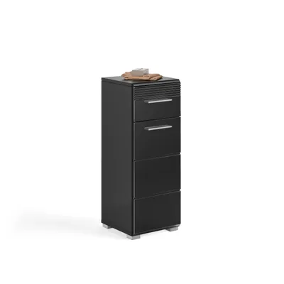 Produktbild von Linus Badschrank 1 Tür, 1 Schublade Hochglanz schwarz,schwarz.