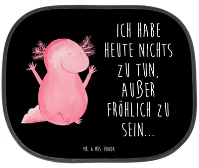 Produktbild von Mr. & Mrs. Panda kfz hitzeschutz Axolotl Hurra - Schwarz - Geschenk, Sonnenschutz für Autoscheiben, Zufriedenheit, Autoscheibe, autofenster, Motivation, Axolot, Auto