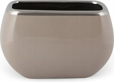 Produktbild von Keramik-Übertopf 28 cm, Kaffee mit Milch, rechteckig, glänzend, Silberrand