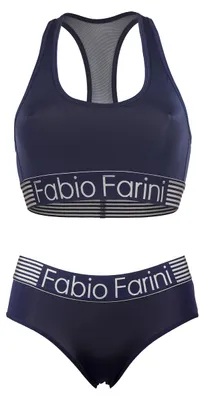 Produktbild von Fabio Farini - 1 Stück Damen Unterwäsche - nahtlose Sport-Bustier aus Baumwolle bügellos, mit Mesheinsatz im Rücken und Logo-Bund