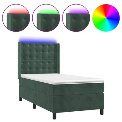 Image de Sommier à lattes de lit matelas LED Vert foncé 90x190cm Velours